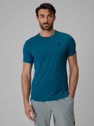 4F Koszulka treningowa regular szybkoschnąca męska - zielona M. Zielone t-shirty 4F, m, bez wzorów, z materiału, bez kołnierzyka, bez ramiączek. Za 139.99 zł.