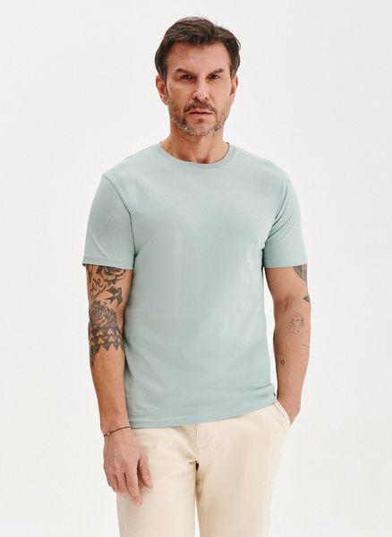 PAKO LORENTE – Bawełniany zielony t-shirt. Zielone t-shirty Pako Lorente, xl, bez wzorów, z bawełny, bez kołnierzyka, bez ramiączek. Za 39.99 zł.