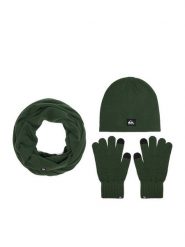Quiksilver Komplet czapka, komin i rękawiczki CWBEO-QS-SM346-002-AW26 Zielony ciemny. Zielone czapki zimowe Quiksilver, bez wzorów. Za 139.99 zł.