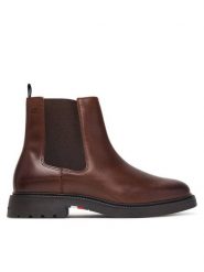 Tommy Hilfiger Sztyblety Corporate Casual Lth Chelsea FM0FM05966 Brązowy. Brązowe botki sznurowane Tommy Hilfiger, bez wzorów, ze skóry, bez obcasa, bez zapięcia. Za 649.99 zł.
