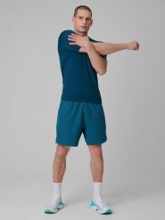 4F Spodenki treningowe szybkoschnące męskie - turkusowe XL. Niebieskie krótkie spodenki sportowe 4F, l, bez wzorów, z tkaniny. Za 149.99 zł.