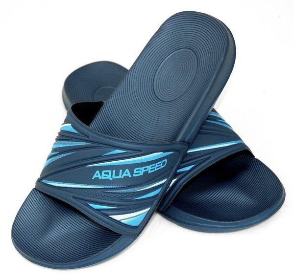 Klapki basenowe męskie Aqua Speed Idaho. Niebieskie klapki Aqua-Speed, z materiału. Za 64.99 zł.