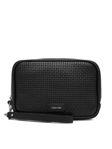 Calvin Klein Saszetka Embossed Woven Zip Pouch LV04D1111G Czarny. Czarne saszetki i nerki CALVIN KLEIN, bez wzorów, ze skóry, bez dodatków. Za 289.99 zł.
