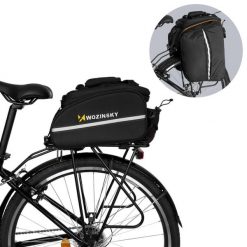 Pojemna torba rowerowa 35L Czarna. Czarne torby na ramię Wozinsky, bez wzorów, z materiału, przez ramię, duże, bez dodatków. Za 238.00 zł.