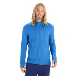 Bluza turystyczna rozpinana męska Icebreaker Quantum III LS Zip. Niebieskie bluzy Icebreaker, m, bez wzorów, z wełny, bez kaptura. W wyprzedaży za 692.40 zł.