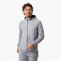 Sweter treningowy męski Swedemount Training Logo Zip Hood II szybkoschnący. Brązowe buty do biegania SWEDEMOUNT, bez wzorów, z tkaniny, bez zapięcia, do biegania. Za 249.99 zł.