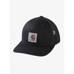Czapka z daszkiem Carhartt Twill Mesh-Back Logo Patch Cap - black. Czarne czapki z daszkiem Carhartt, bez wzorów, z meshu. Za 124.99 zł.