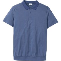 Shirt polo ze specjalnym krojem na wys. brzucha bonprix indygo. Niebieskie koszulki polo sportowe marki bonprix, bez wzorów, bez kołnierzyka, bez ramiączek. Za 44.99 zł.