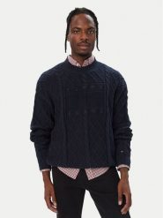 Tommy Jeans Sweter Flag DM0DM23614 Granatowy Relaxed Fit. Niebieskie swetry rozpinane Tommy Jeans, m, bez wzorów, z bawełny, bez kołnierzyka, bez ramiączek. Za 489.99 zł.