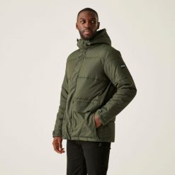 Kurtka turystyczna męska Falkner pikowana. Brązowe kurtki Regatta, m, bez wzorów, z poliesteru, z kapturem. Za 159.99 zł.