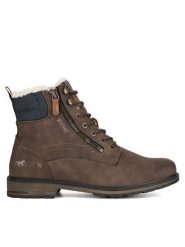 Mustang Trzewiki 4157-609 Brązowy. Brązowe botki sznurowane Mustang, bez wzorów, z materiału, bez obcasa, bez zapięcia. Za 295.99 zł.