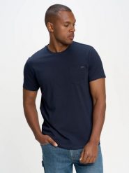 Koszulka męska z kieszonką granatowa Carbon 403. Niebieskie t-shirty BIG STAR, l, z aplikacjami, z bawełny, bez kołnierzyka, bez ramiączek. Za 119.99 zł.