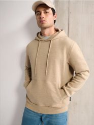 Bluza basic - beżowy. Brązowe bluzy z kapturem Sinsay, l, bez wzorów, z kapturem. Za 39.99 zł.