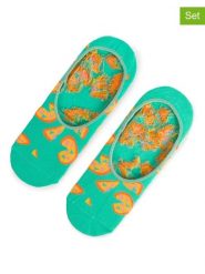 Happy Socks Skarpety (2 pary) w kolorze turkusowo-żółto-pomarańczowym rozmiar: 41-46. Zielone skarpety Happy Socks, bez wzorów, ze splotem. Za 52.99 zł.