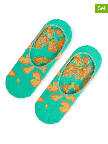 Happy Socks Skarpety (2 pary) w kolorze turkusowo-żółto-pomarańczowym rozmiar: 41-46. Zielone skarpety Happy Socks, bez wzorów, ze splotem. Za 52.99 zł.