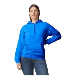 Bluza Z Kapturem Dla Dorosłych Unisex Softstyle Fleece Midweight. Niebieskie bluzy GILDAN, l, bez wzorów, z kapturem. Za 112.99 zł.