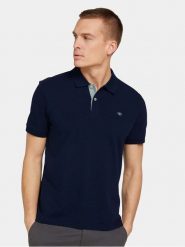 Tom Tailor Polo 1027713 Granatowy Regular Fit. Niebieskie koszulki polo Tom Tailor, m, bez wzorów, z bawełny, bez kołnierzyka, bez ramiączek. Za 69.99 zł.
