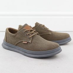 Półbuty męskie casual tekstylne brązowe Nowacki 1059-H. Brązowe eleganckie półbuty Nowacki, bez wzorów, z materiału, bez obcasa, bez zapięcia. Za 119.99 zł.