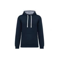 Wzorzysta bluza z kontrastowym kapturem Kariban. Niebieskie bluzy z kapturem KARIBAN, xs, bez wzorów, z bawełny. Za 246.50 zł.