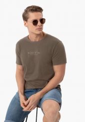 T-shirt z bawełny T-QUARTZ. Brązowe t-shirty Volcano, m, bez wzorów, z bawełny, bez kołnierzyka, bez ramiączek. Za 59.99 zł.