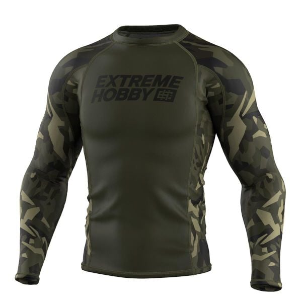 Koszulka sportowa męska Rashguard do MMA EXTREME HOBBY JUNGLE PANTHER. Zielone bielizna termoaktywna EXTREME HOBBY, m, bez wzorów, z bawełny, bez ramiączek, na fitness i siłownię. Za 209.00 zł.