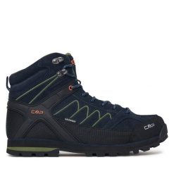 Trekkingi CMP. Niebieskie botki sznurowane CMP, bez wzorów, bez obcasa, bez zapięcia. Za 629.99 zł.