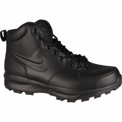 Buty do chodzenia męskie Nike Manoa Leather. Czarne buty turystyczne Nike, na zimę, bez wzorów, z jeansu, za kostkę, bez zapięcia, trekkingowe. Za 550.45 zł.