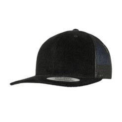 Retro Sztruksowa Czapka Z Daszkiem. Czarne czapki z daszkiem FLEXFIT, bez wzorów, z bawełny. Za 65.99 zł.