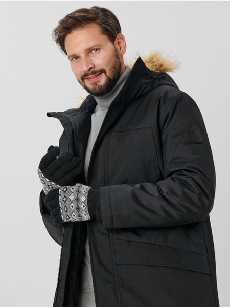 Rękawiczki - czarny. Czarne rękawiczki Sinsay, bez wzorów, z dzianiny. Za 25.99 zł.