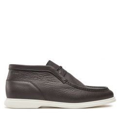 Półbuty BOSS. Brązowe eleganckie półbuty Boss, bez wzorów, bez obcasa, bez zapięcia. Za 859.99 zł.