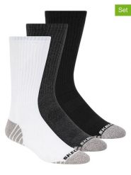 Skechers Skarpety (3 pary) w kolorze antracytowo-czarno-białym rozmiar: 42-46. Białe skarpety Skechers, bez wzorów, ze splotem. Za 26.99 zł.