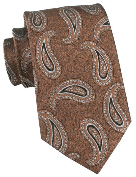 Elegancki Krawat Chattier - Brązowy z Wzorem Paisley. Brązowe krawaty i muchy Chattier, bez wzorów, z tkaniny. Za 55.00 zł.