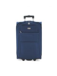 Semi Line Walizka średnia T5601-7 Granatowy. Niebieskie walizki Semi-line, bez wzorów, z materiału, średnie. Za 209.99 zł.