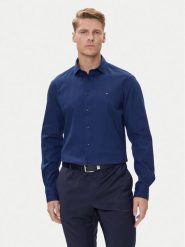 Tommy Hilfiger Koszula MW0MW39573 Granatowy Slim Fit. Niebieskie koszule Tommy Hilfiger, m, bez wzorów, z bawełny, bez kołnierzyka, bez ramiączek. Za 299.99 zł.