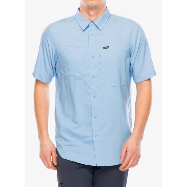 Koszula podróżnicza męska Columbia Silver Ridge Utility Lite Short Sleeve. Niebieskie koszule Columbia, m, bez wzorów, bez kołnierzyka, bez ramiączek. Za 182.99 zł.