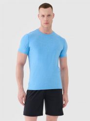 4F Koszulka treningowa szybkoschnąca męska - niebieska XL. Niebieskie t-shirty 4F, m, bez wzorów, z dzianiny, bez kołnierzyka, bez ramiączek. Za 99.99 zł.
