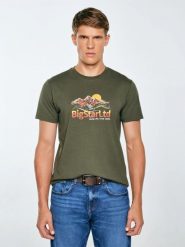 Koszulka męska z nadrukiem khaki Mifer 303. Zielone t-shirty BIG STAR, l, bez wzorów, z bawełny, bez kołnierzyka, bez ramiączek. Za 99.99 zł.