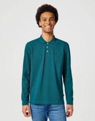 WRANGLER MĘSKA KOSZULKA WRANGLER LS POLO DEEP TEAL 112355058. Koszulki polo sportowe Wrangler, m, bez wzorów, bez kołnierzyka, bez ramiączek. Za 89.99 zł.