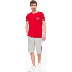 T-SHIRT KRÓTKI RĘKAW MĘSKI Z NADRUKIEM. Czerwone bluzki z długim rękawem TOP SECRET, m, bez wzorów, bez kołnierzyka, bez ramiączek. W wyprzedaży za 14.99 zł.