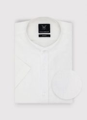 PAKO LORENTE - Lniana biała koszula męska ze stójką. Białe koszule Pako Lorente, m, bez wzorów, ze lnu, bez kołnierzyka, bez ramiączek. Za 99.99 zł.