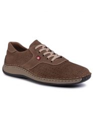 Rieker Półbuty 05225-64 Brązowy. Brązowe eleganckie półbuty Rieker, bez wzorów, z nubiku, bez obcasa, bez zapięcia. Za 169.99 zł.