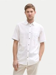 Tom Tailor Koszula 1045098 Biały Regular Fit. Białe koszule Tom Tailor, m, bez wzorów, z bawełny, bez kołnierzyka, bez ramiączek. Za 149.99 zł.