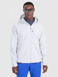 4F Kurtka softshell wiatroodporna membrana 10000 męska - szara S. Szare kurtki 4F, l, bez wzorów, z dzianiny, z kapturem. W wyprzedaży za 199.99 zł.