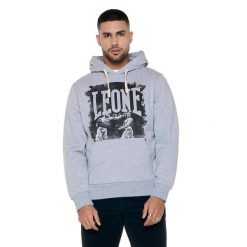 Bluza wygodny z bawełna z kaptur na co dzień. Szare bluzy LEONE 1947 APPAREL, bez wzorów, z bawełny, bez kaptura. W wyprzedaży za 124.24 zł.