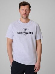 4F T-shirt regular z nadrukiem męski - szary 3XL. Szare t-shirty 4F, m, bez wzorów, z bawełny, bez kołnierzyka, bez ramiączek. Za 69.99 zł.