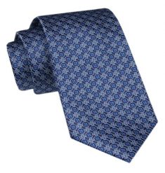 Modny Krawat Męski - Alties - Niebieski w Drobny Wzór. Niebieskie krawaty i muchy Alties, bez wzorów, z tkaniny. Za 49.00 zł.