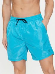 Guess Szorty kąpielowe F4GT05 WG292 Niebieski Regular Fit. Niebieskie kąpielówki Guess, m, z aplikacjami, z syntetyku. Za 99.99 zł.