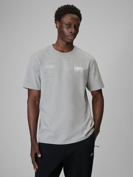 4F T-shirt regular z nadrukiem męski - szary XL. Szare t-shirty 4F, m, bez wzorów, z bawełny, bez kołnierzyka, bez ramiączek. Za 79.99 zł.