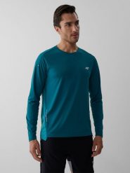 4F Longsleeve do biegania szybkoschnący męski - turkusowy XL. Niebieskie t-shirty sportowe 4F, bez wzorów, bez ramiączek, do biegania. Za 149.99 zł.