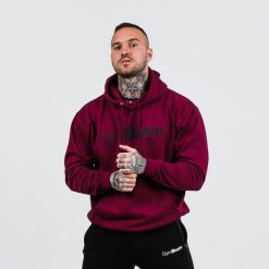 Bluza męska fitness z kapturem bordowa PRO Hoodie. Czerwone bluzy z kapturem GYMBEAM, m, bez wzorów, z bawełny, z kapturem. Za 88.90 zł.